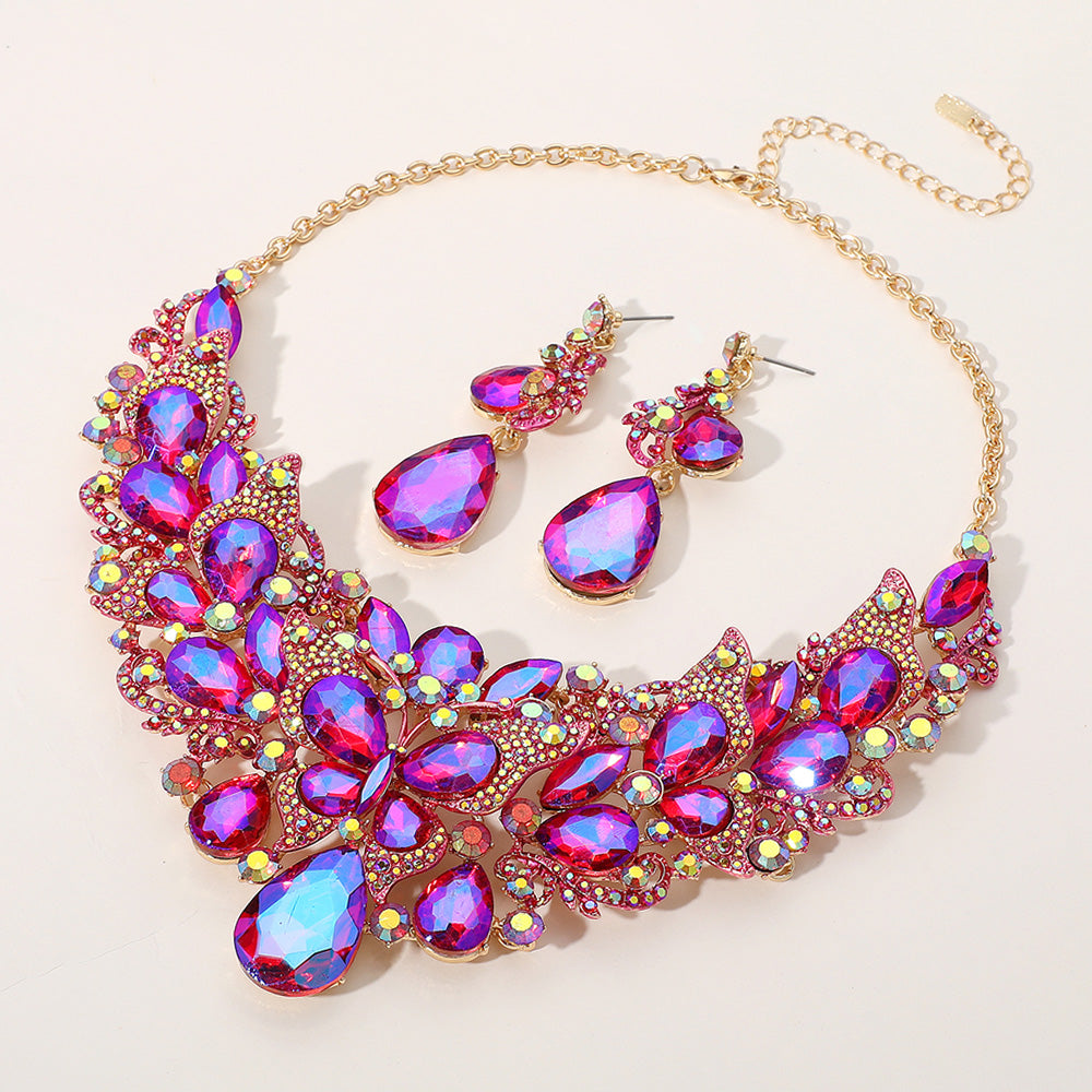 Hot pink butterfly necklace