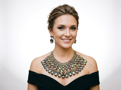 6 layer oil slick statement necklace