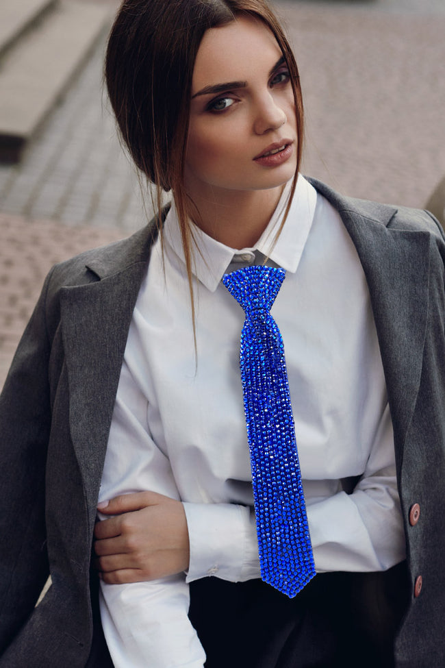 Royal Blue Rhinestone Tie