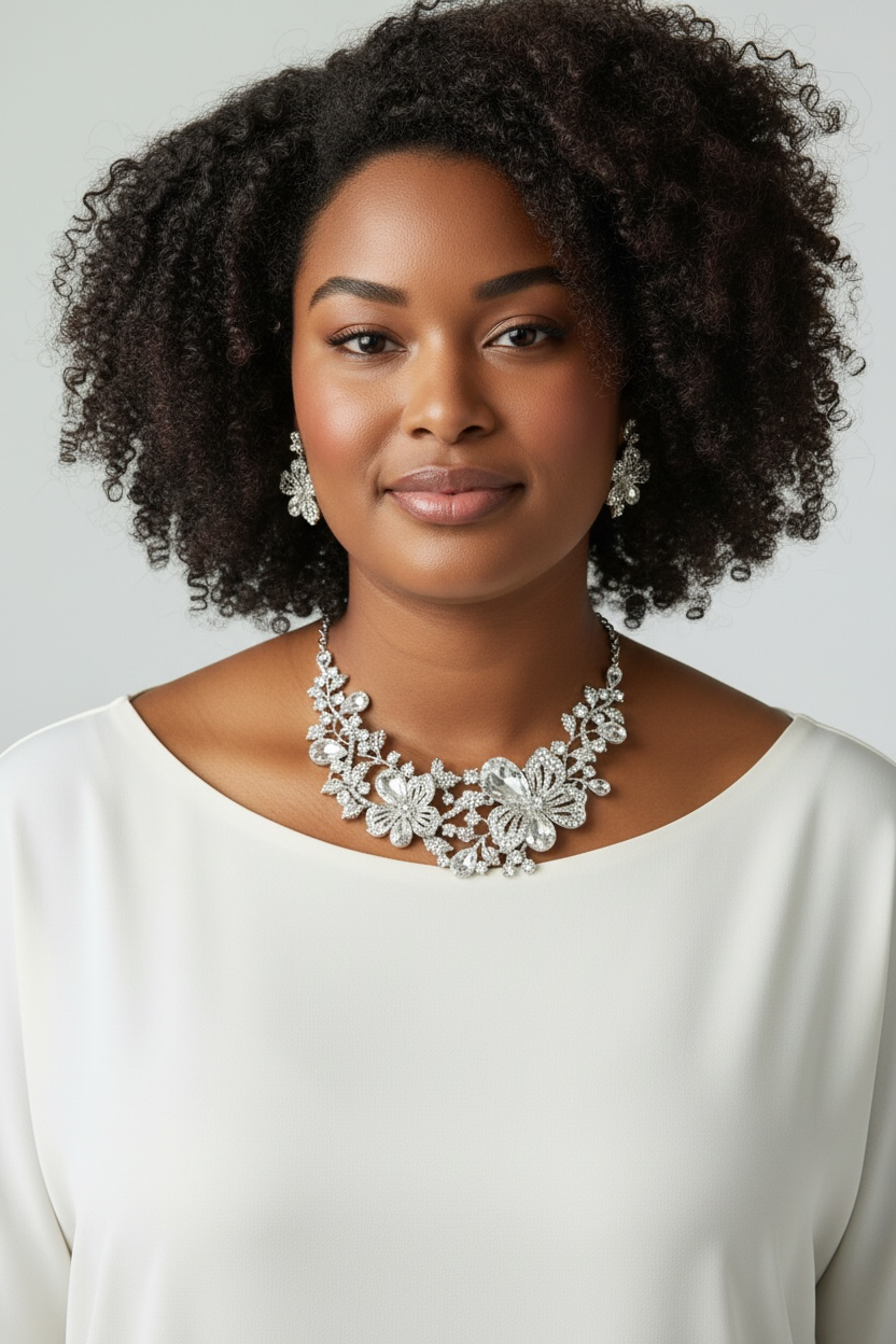 Silver flowers necklace