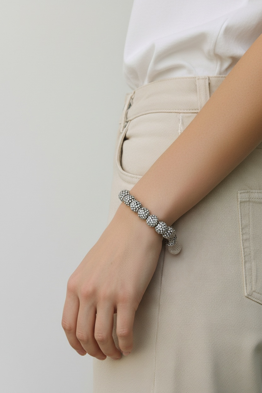 Black and silver ceramic bracelet