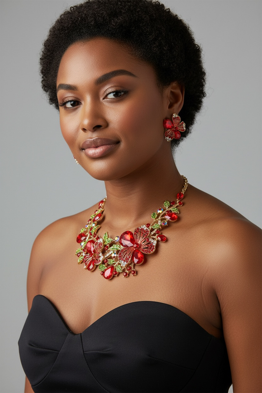 Red flower necklace