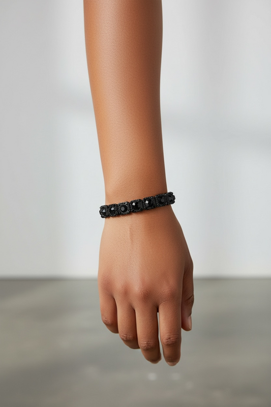 Black square rhinestone bracelet