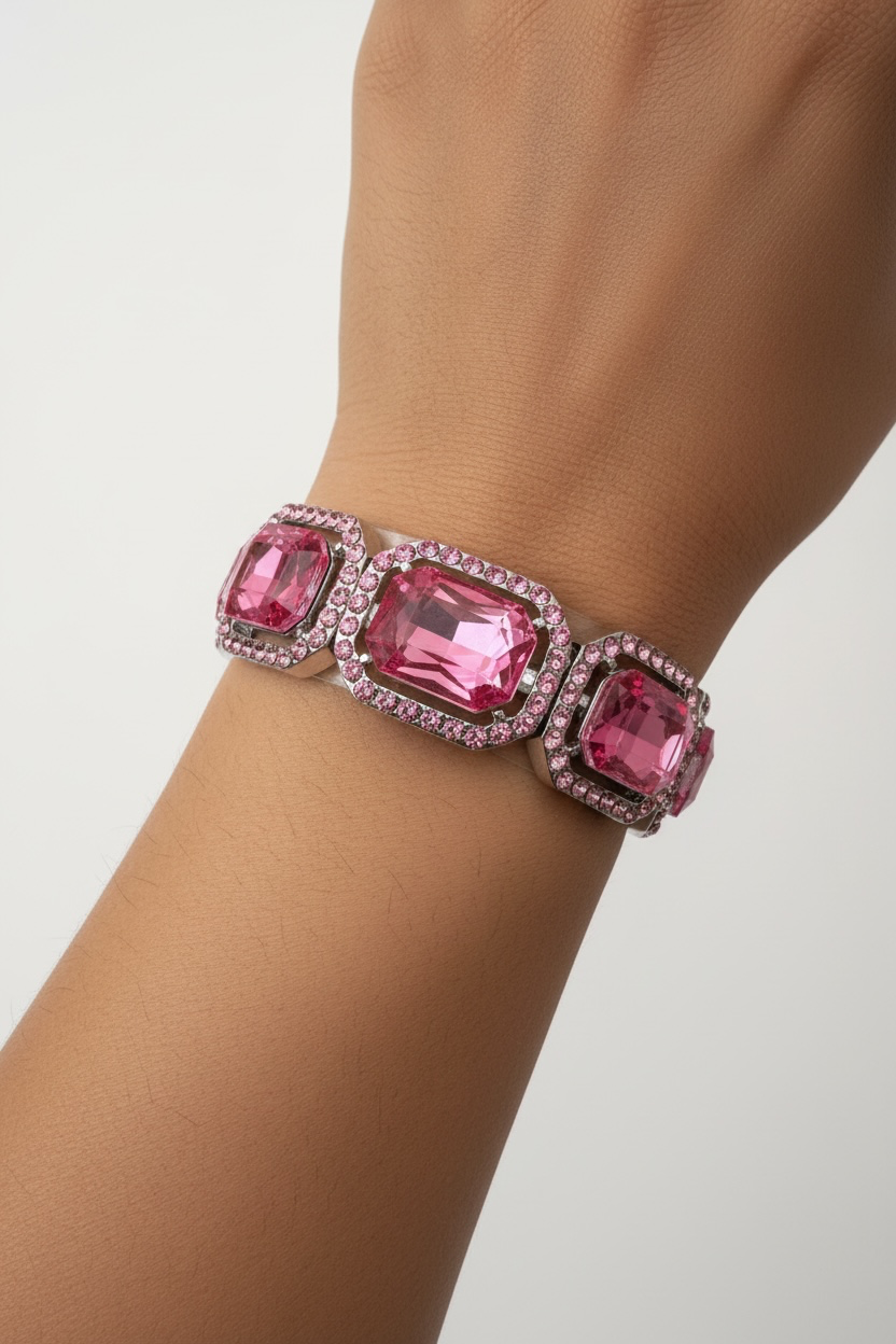 Hot pink rhinestone bracelet