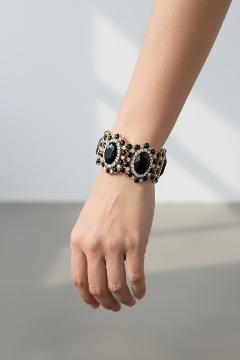 Black and gold statement bracelet