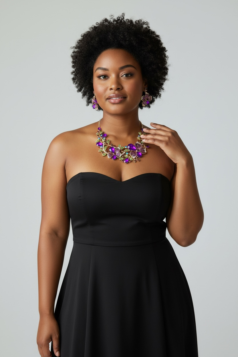 Purple flower necklace