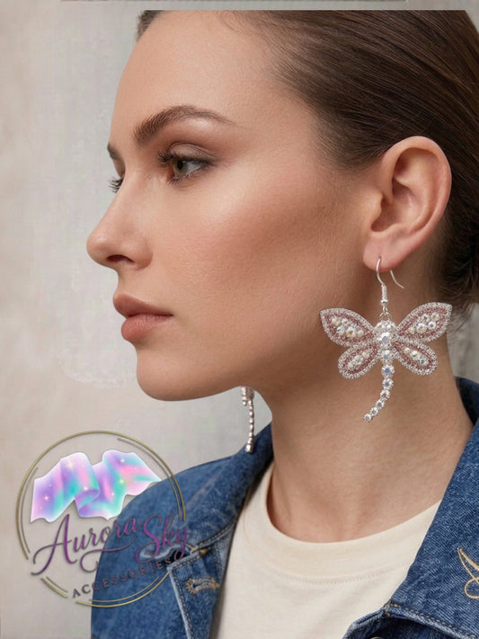 Pink Dragonfly Earrings