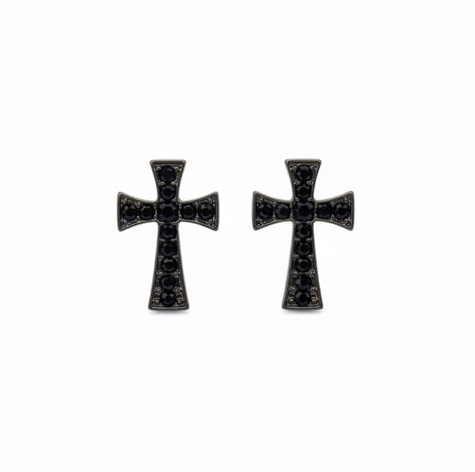 Black cross studs