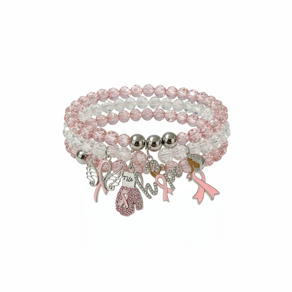Pink ribbon charm bracelets