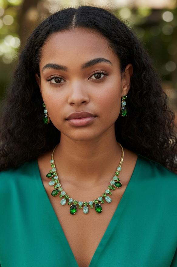 Round  green opal necklace