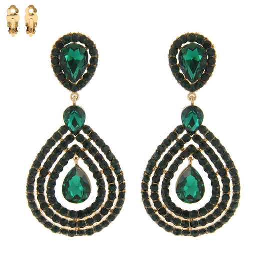 Statement Green Gold Clip on earrings
