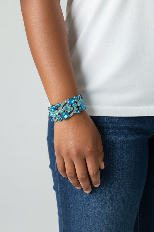 Aqua blue rhinestone bracelet