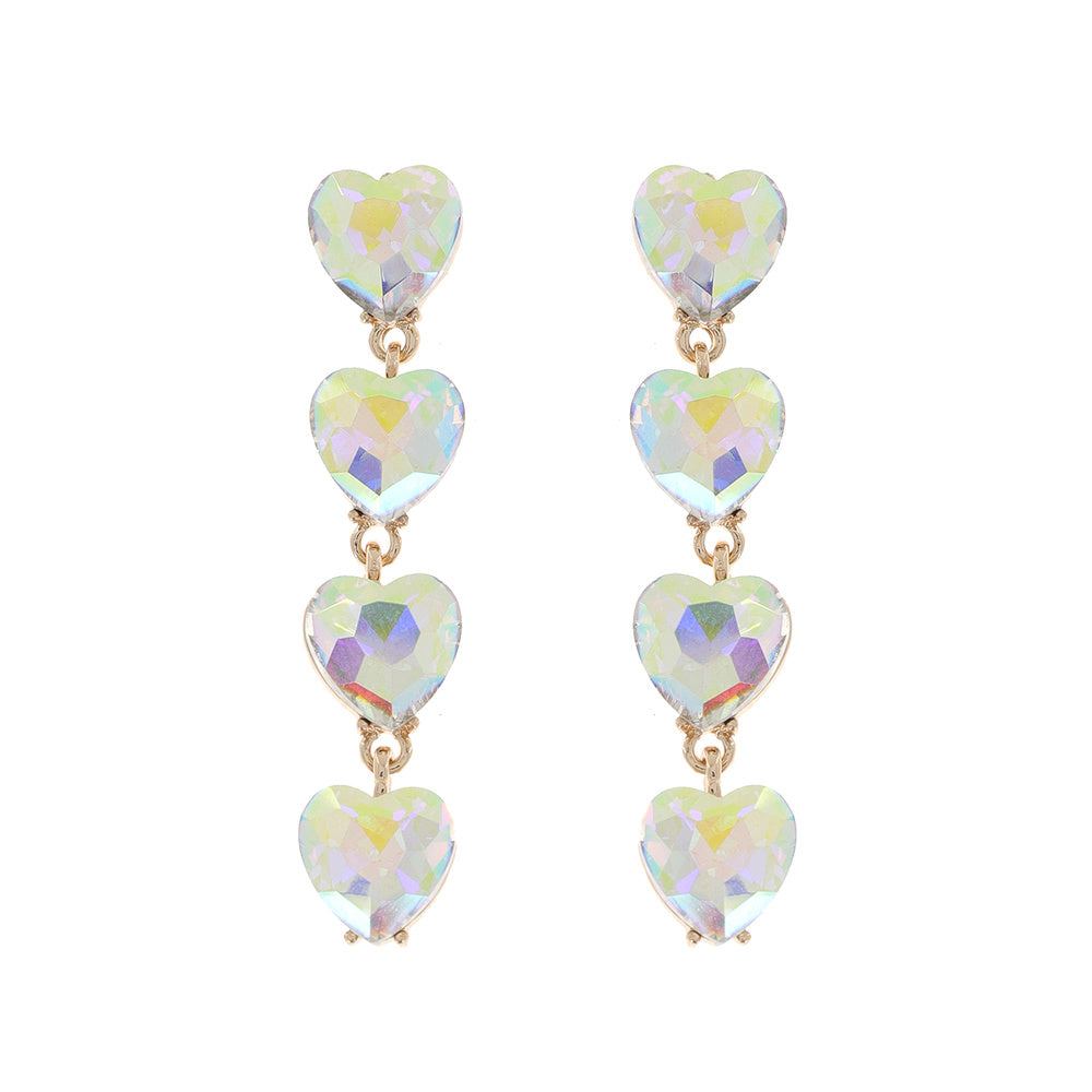 AB Drop Heart Earrings