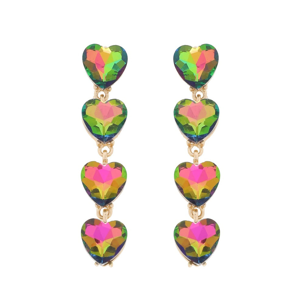 Oil Slick  Drop Heart Earrings