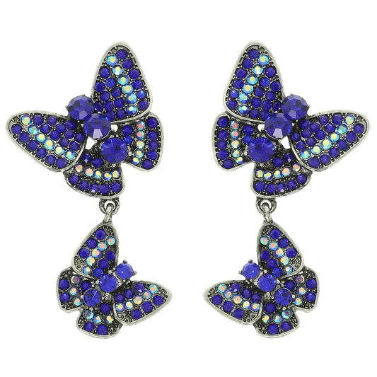 Blue butterfly earrings