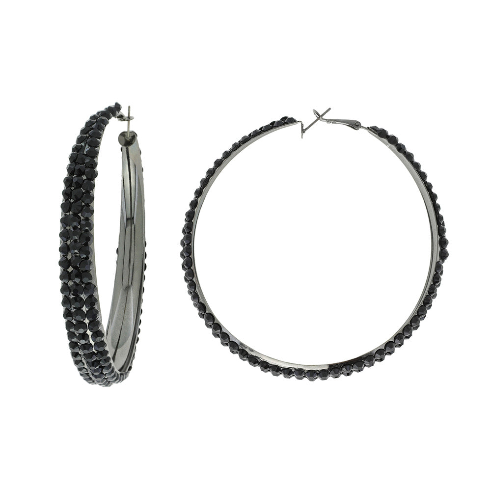 Black Rhinestone Hoops