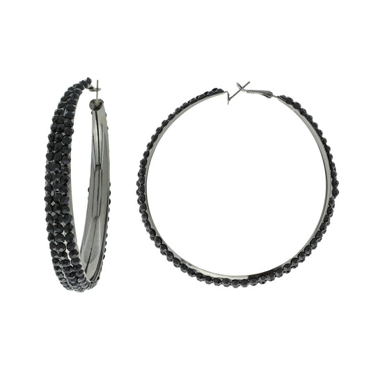 Black Rhinestone Hoops