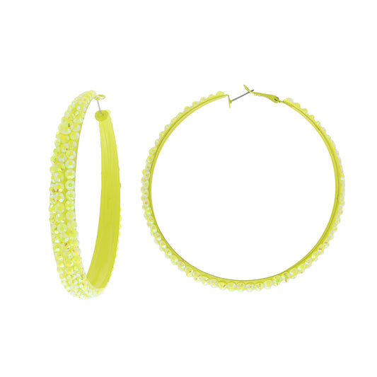 Yellow Rhinestone Hoops
