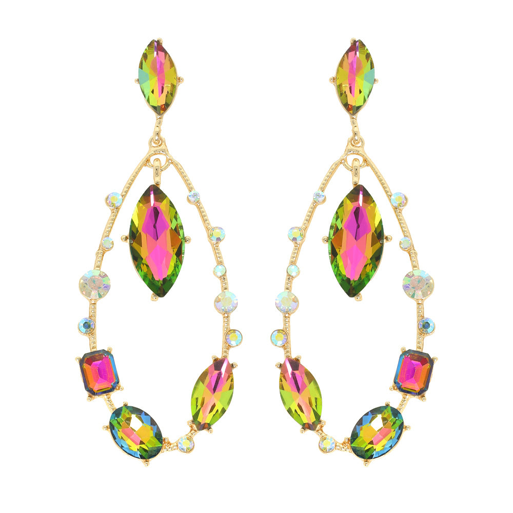 OIL SLICK  Cluster Open Teardrop  Earrings