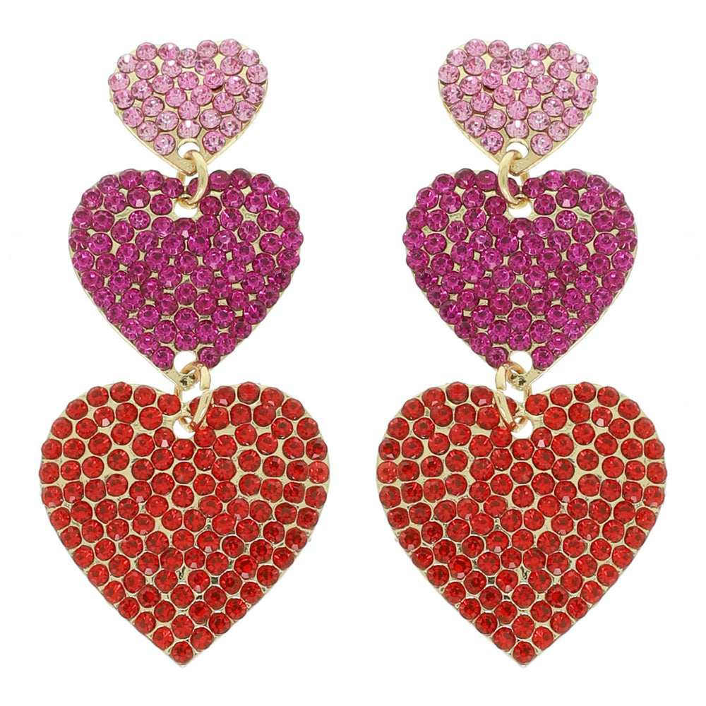 Triple Color Heart Earrings