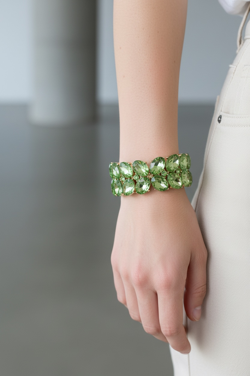 Green rhinestone bracelet