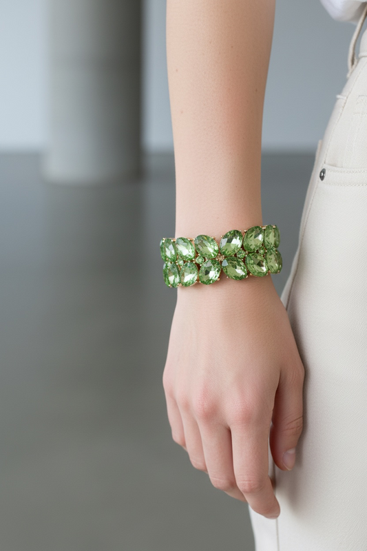 Green rhinestone bracelet