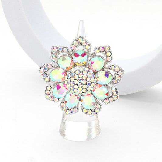 Silver AB flower ring