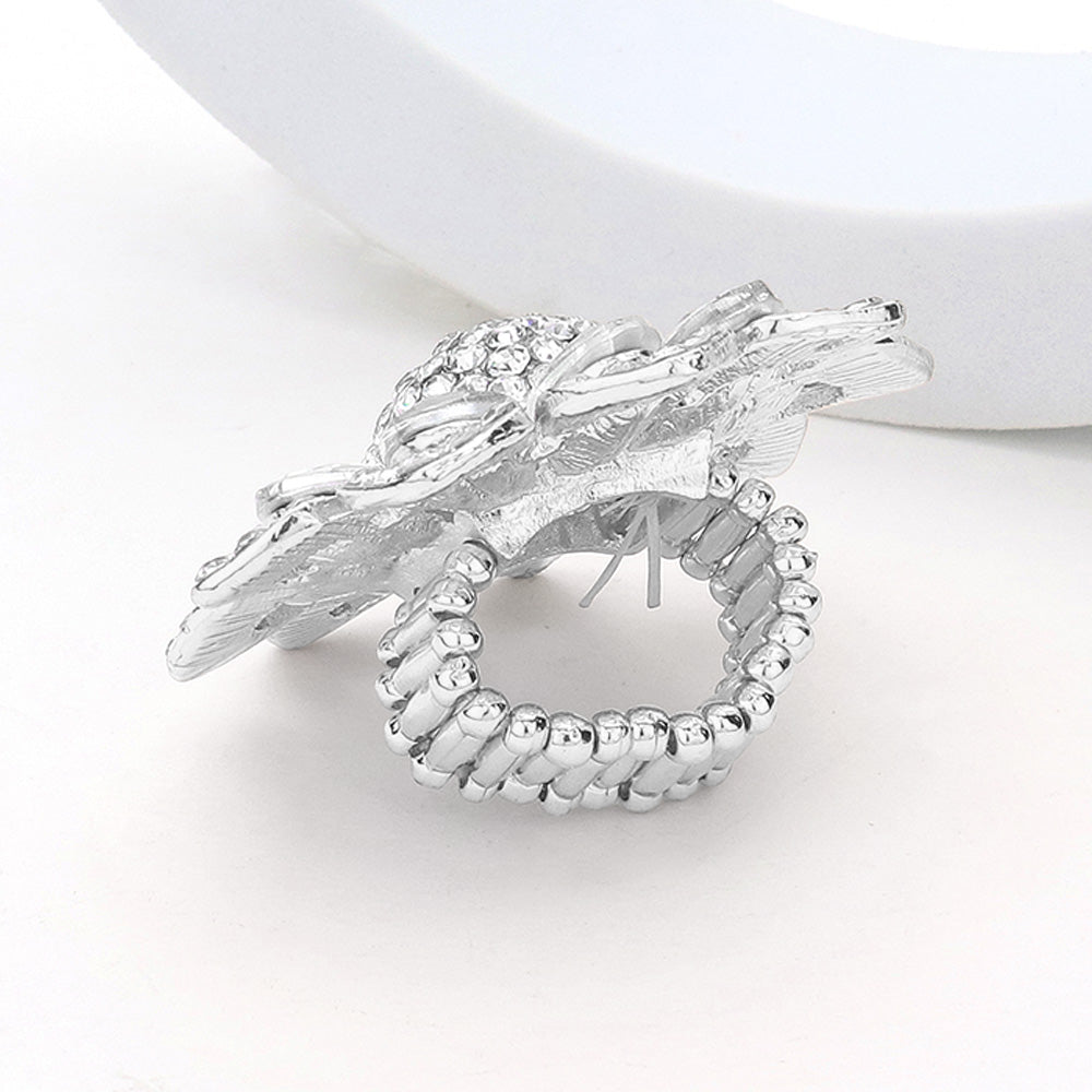 Silver AB flower ring