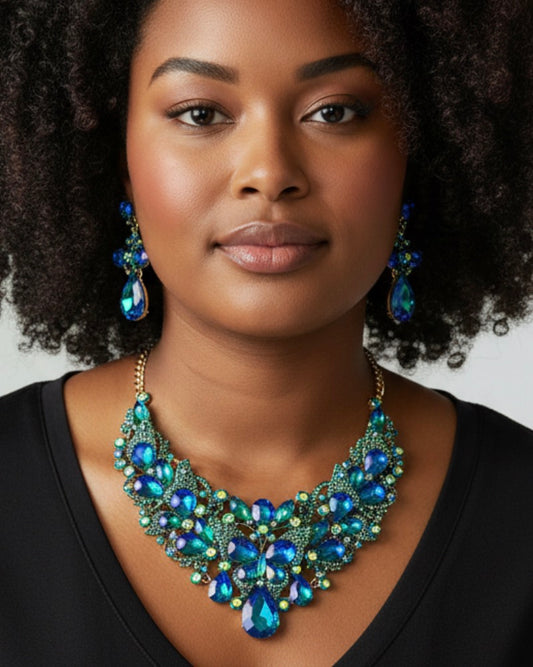 Mermaid butterfly statement necklace