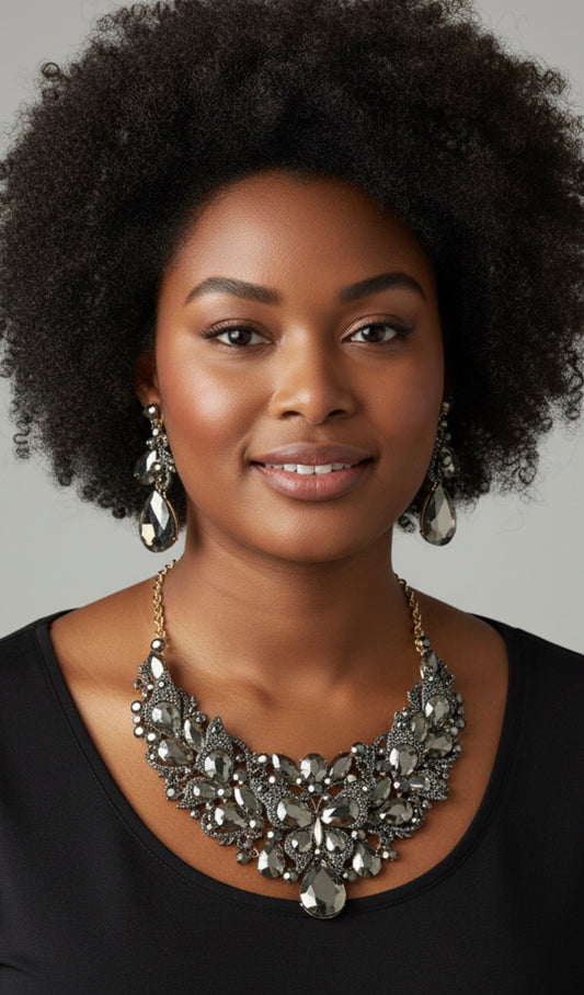 Hemitite butterfly statement necklace