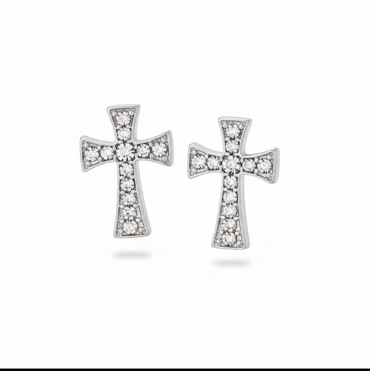Silver cross studs