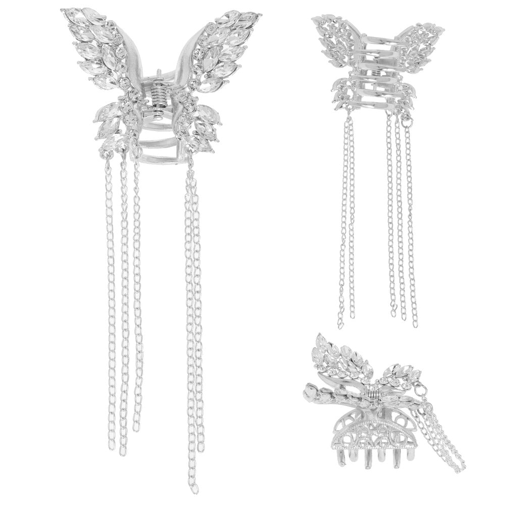 silver Hair clip with tassles
