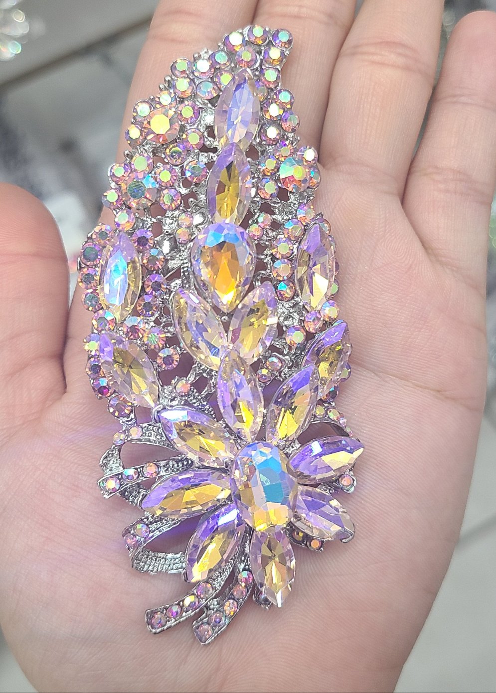 Pink Yellow AB Brooch Pin