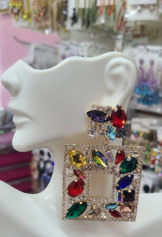 Multi Rhinestone statement earrings