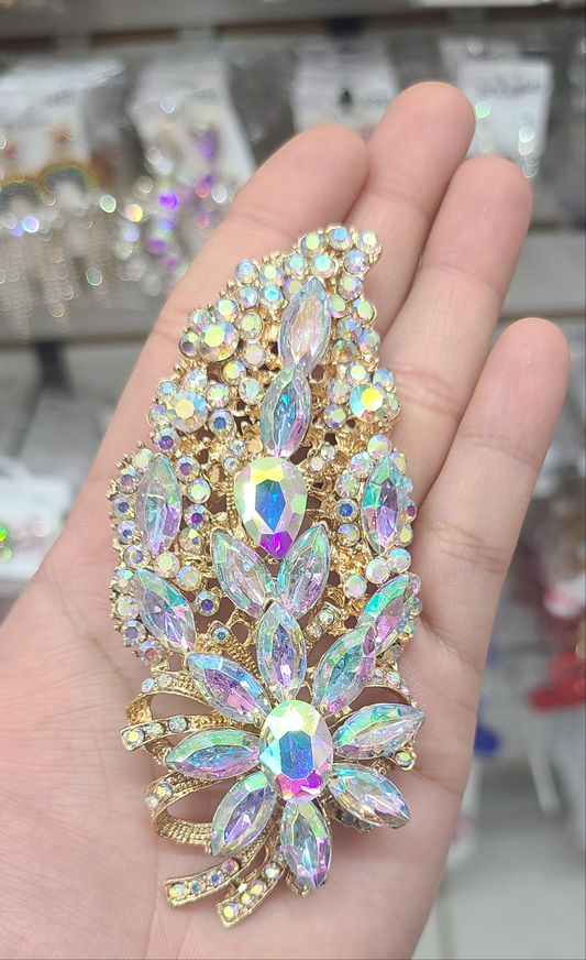 Gold  ab flower brooch