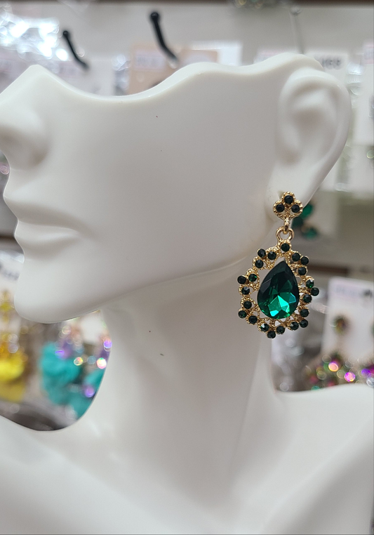 Small Green Post Earrings