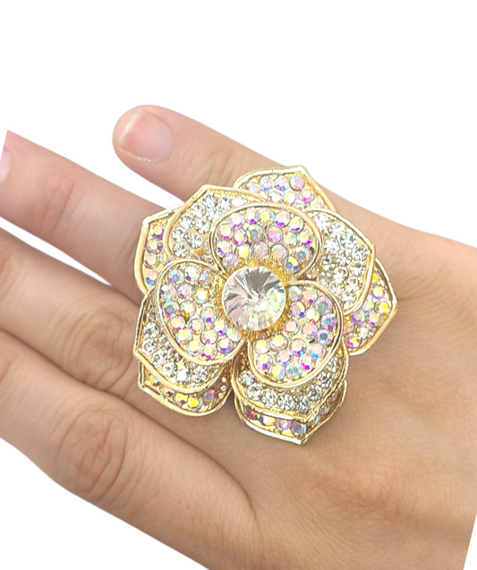 Ab gold flower ring