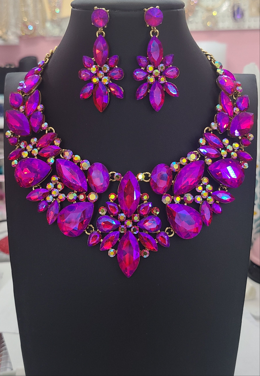 Hot pink ab necklace