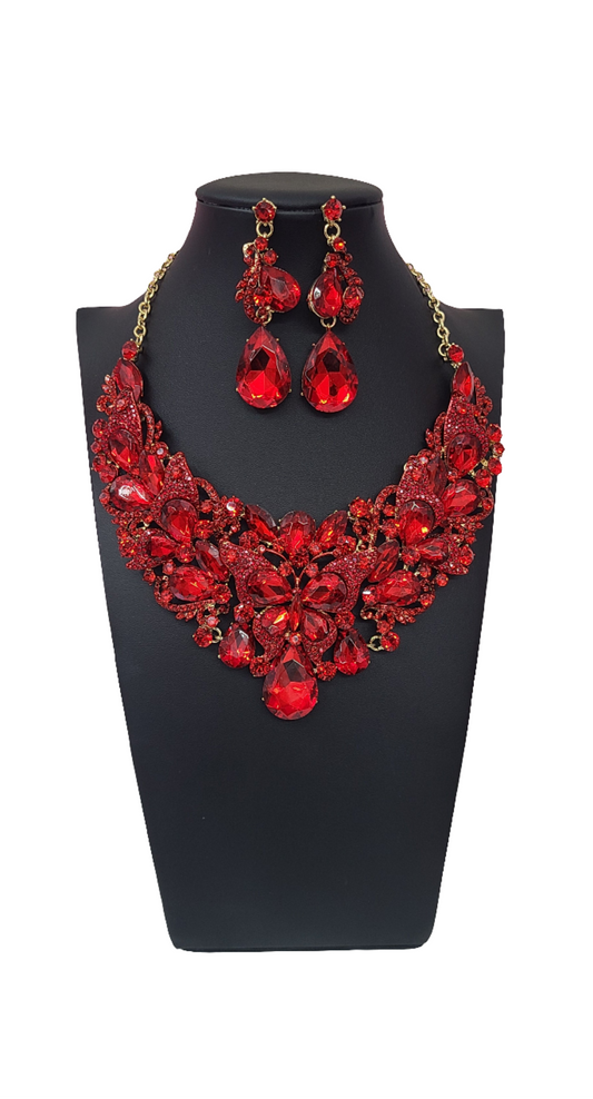 Red Butterfly Evening Necklace