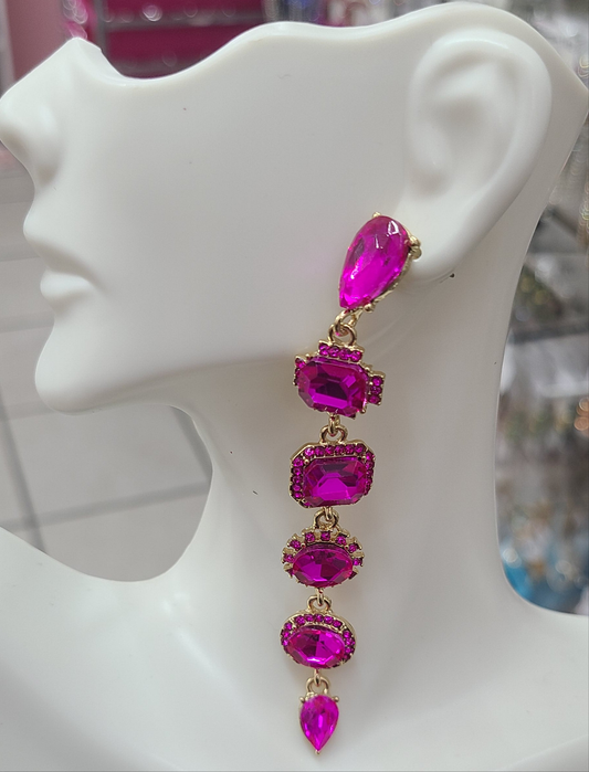 Hot pink drop earrings