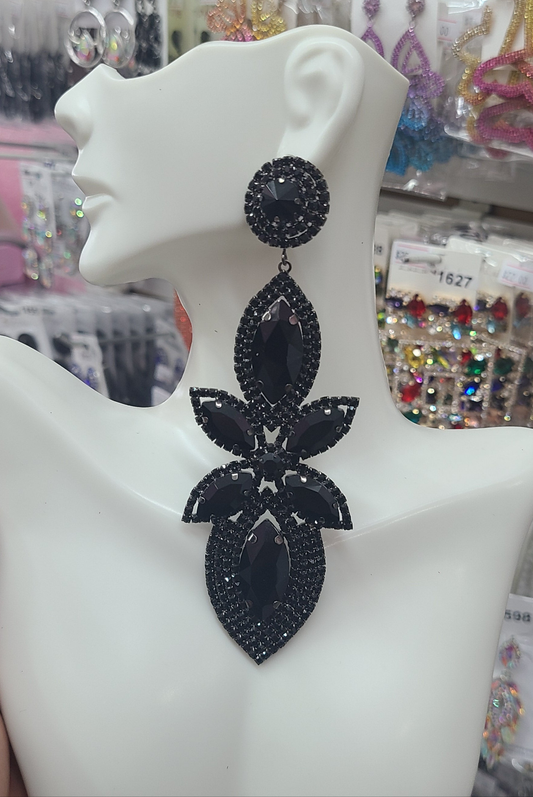 Black post drop earrings