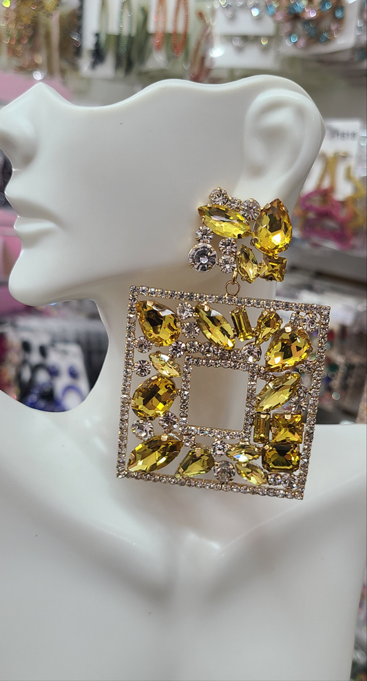 Statement square yellow earrings