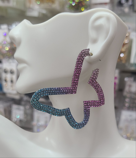Pink ombre butterfly earrings