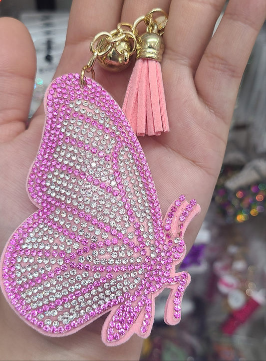 Pink half butterfly keychain