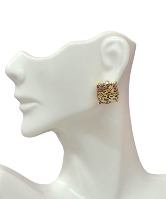 Cheetah print stud earrings