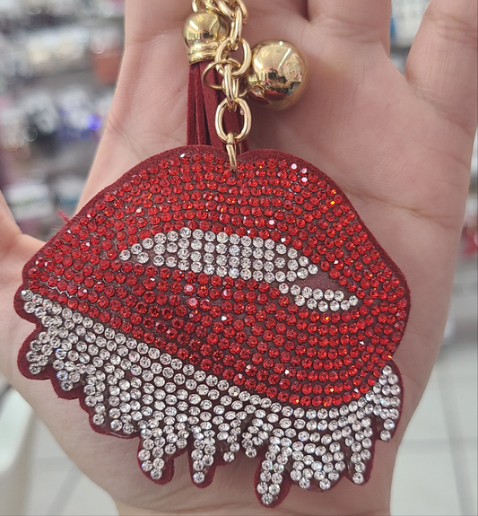 Dripping red lips keychain