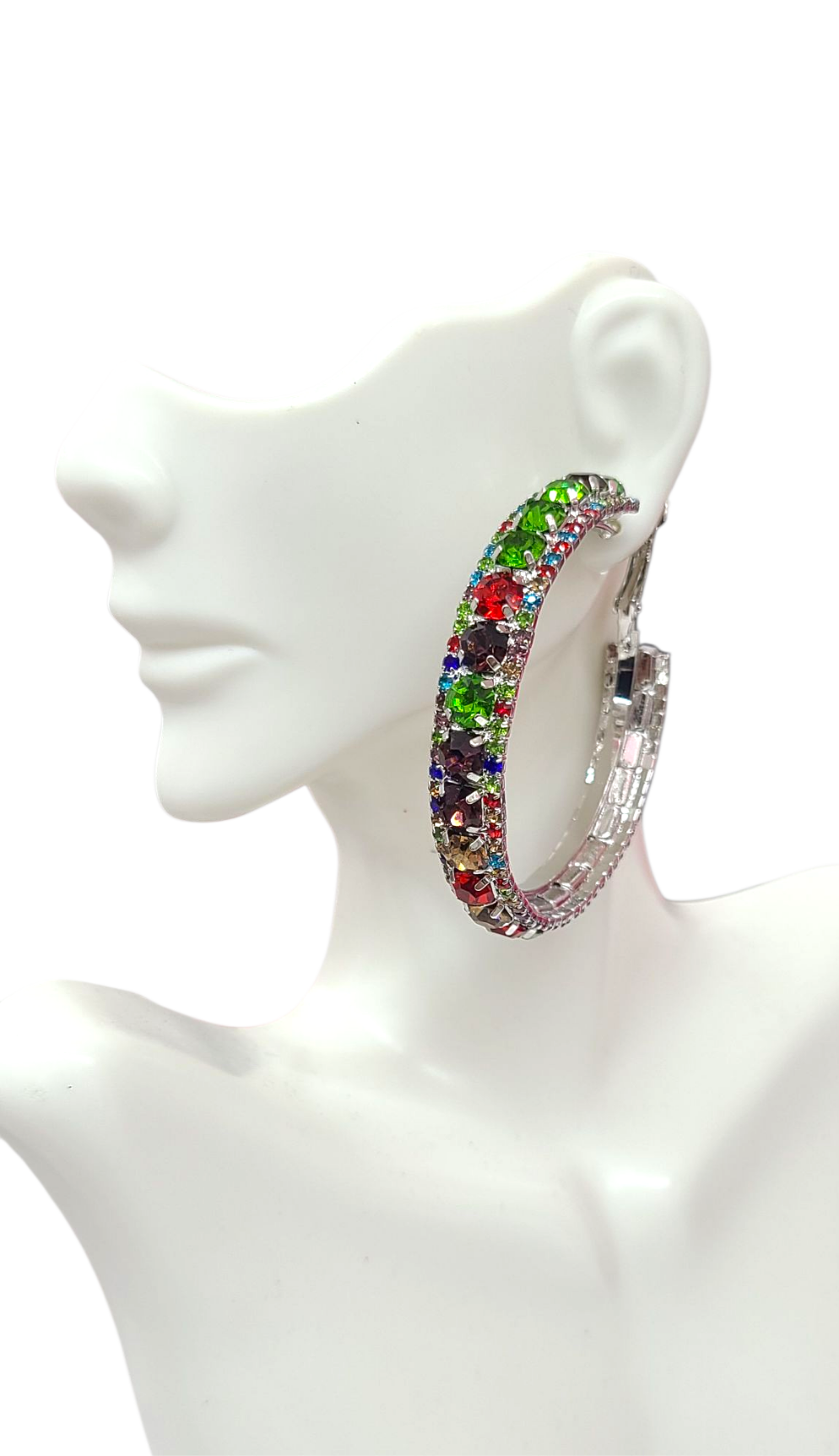 Silver multi color hoops