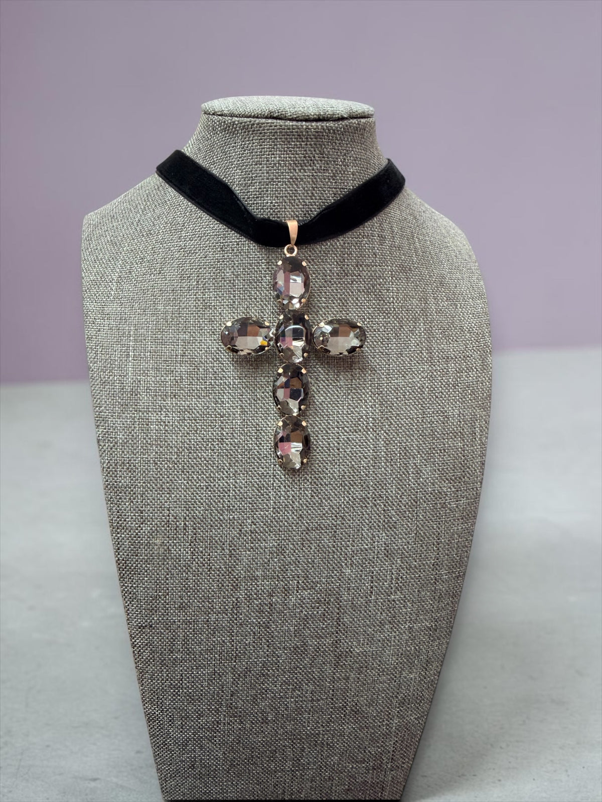 Gunmetal cross Choker