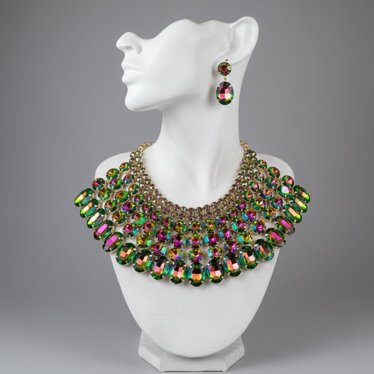 6 layer oil slick statement necklace