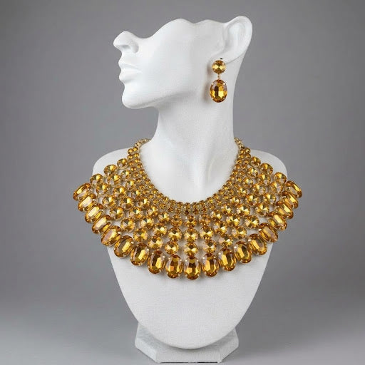6 Layer Yellow Statement Necklace